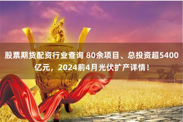 股票期货配资行业查询 80余项目、总投资超5400亿元，2024前4月光伏扩产详情！